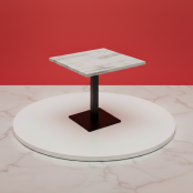 Table complète 60x60 cm Blanc Antique avec pied de table noir / GOLDINOX