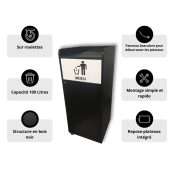 Lot de 2 Poubelles snack en bois 100L