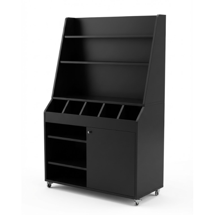 Desserte de service en bois noir avec service haut (à monter) / GOLDINOX