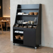 Desserte de service en bois noir avec service haut (à monter) / GOLDINOX