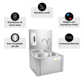 Lave-mains à commande fémorale + Distributeur de savon / GOLDINOX