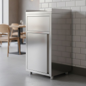 Poubelle snack en inox avec bac plastique / RESTONOBLE