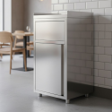 Poubelle snack en inox avec bac plastique (560x530x1230mm) PREMIUM - GOLDINOX