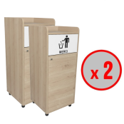 Lot de 2 Poubelles snack en bois chêne clair 100L