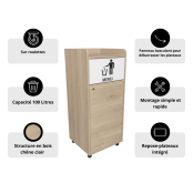 Lot de 2 Poubelles snack en bois chêne clair 100L