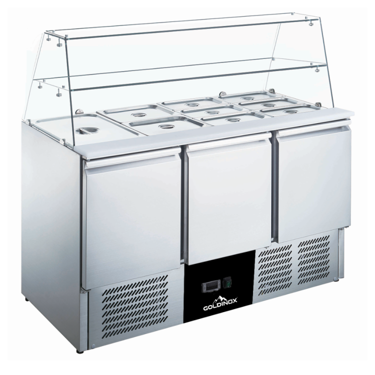 Saladette réfrigérée vitrée compacte 3 portes PREMIUM - GOLDINOX