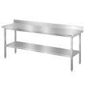 Table de travail en inox Bar 1800x700 mm avec 1 étagère inférieure et dosseret PREMIUM - GOLDINOX