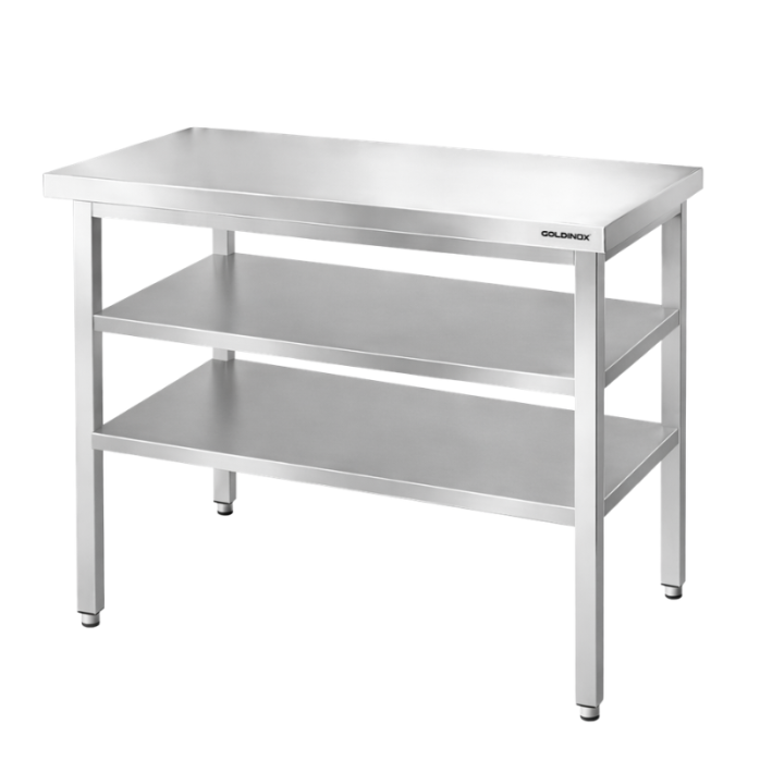 Table de travail en inox Bar 1000x800 mm avec 2 étagères inférieures PREMIUM - GOLDINOX