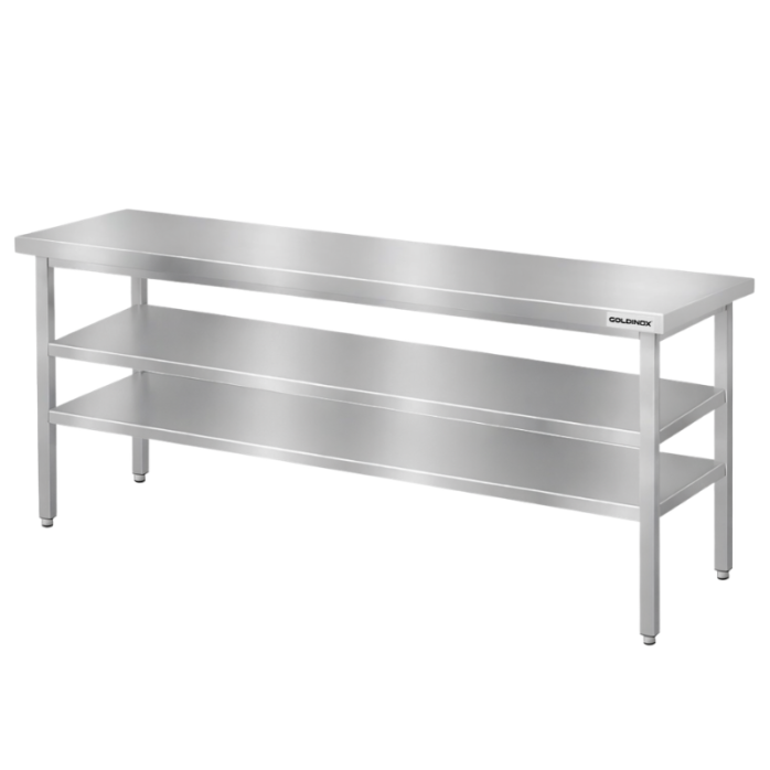 Table de travail en inox Bar 1800x700 mm avec 2 étagères inférieures PREMIUM - GOLDINOX