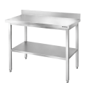 Table de travail en inox Bar 1200x700 mm avec 2 étagères inférieures et dosseret PREMIUM - GOLDINOX