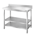 Table de travail en inox Bar 1200x800 mm avec 2 étagères inférieures et dosseret PREMIUM - GOLDINOX