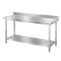 Table de travail en inox Bar 1600x700 mm avec 2 étagères inférieures et dosseret PREMIUM - GOLDINOX