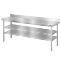 Table de travail en inox Bar 2000x700 mm avec 2 étagères inférieures et dosseret PREMIUM - GOLDINOX