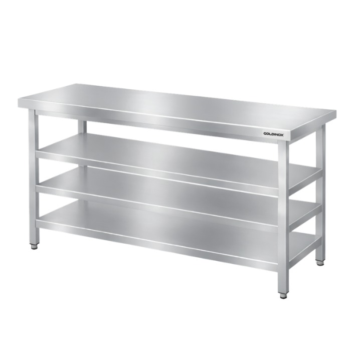 Table de travail en inox Bar 1500x700 mm avec 3 étagères inférieures PREMIUM - GOLDINOX