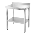 Table de travail en inox Bar 800x600 mm avec 3 étagères inférieures et dosseret PREMIUM - GOLDINOX