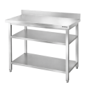 Table de travail en inox Bar 1000x500 mm avec 3 étagères inférieures et dosseret PREMIUM - GOLDINOX
