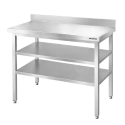 Table de travail en inox Bar 1200x700 mm avec 3 étagères inférieures et dosseret PREMIUM - GOLDINOX