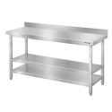 Table de travail en inox Bar 1600x700 mm avec 3 étagères inférieures et dosseret PREMIUM - GOLDINOX