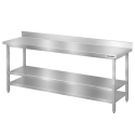 Table de travail en inox Bar 1800x700 mm avec 3 étagères inférieures et dosseret PREMIUM - GOLDINOX