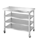 Table de travail en inox Bar 1000x500 mm avec 3 étagères inférieures sur roulettes PREMIUM - GOLDINOX