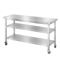 Table de travail en inox Bar 1500x700 mm avec 3 étagères inférieures sur roulettes PREMIUM - GOLDINOX
