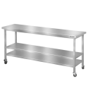 Table de travail en inox Bar 1800x500 mm avec 3 étagères inférieures sur roulettes PREMIUM - GOLDINOX