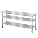 Table de travail en inox Bar 2000x700 mm avec 3 étagères inférieures sur roulettes PREMIUM - GOLDINOX