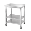 Table de travail en inox Bar 700x700 mm avec 3 étagères inférieures sur roulettes PREMIUM - GOLDINOX