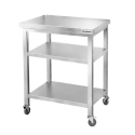 Table de travail en inox Bar 700x700 mm avec 2 étagères inférieures sur roulettes PREMIUM - GOLDINOX