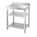 Table de travail en inox Bar 700x700 mm avec 2 étagères inférieures et dosseret PREMIUM - GOLDINOX