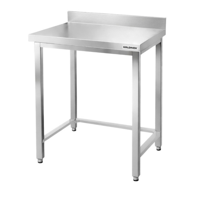 Table de travail en inox Bar 700x700 mm avec renfort et dosseret PREMIUM - GOLDINOX