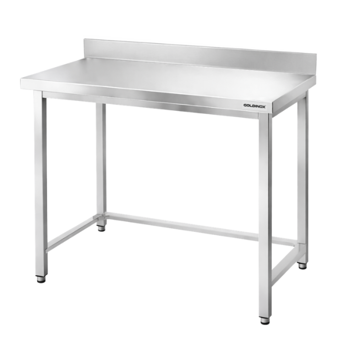 Table de travail en inox Bar 1200x600 mm avec renfort et dosseret PREMIUM - GOLDINOX