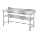 Table de travail en inox Bar 1400x500 mm avec renfort et dosseret PREMIUM - GOLDINOX