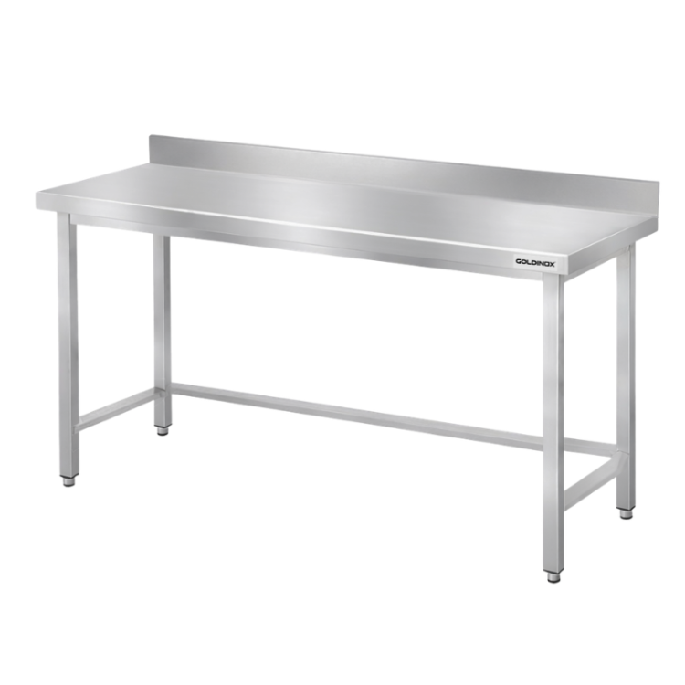 Table de travail en inox Bar 1400x700 mm avec renfort et dosseret PREMIUM - GOLDINOX