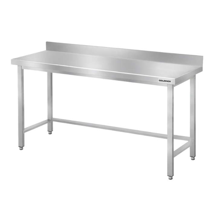 Table de travail en inox Bar 1400x800 mm avec renfort et dosseret PREMIUM - GOLDINOX