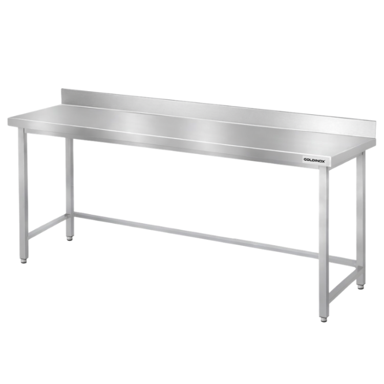Table de travail en inox Bar 1800x600 mm avec renfort et dosseret PREMIUM - GOLDINOX