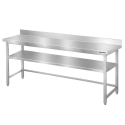 Table de travail en inox Bar 2000x500 mm avec renfort et dosseret PREMIUM - GOLDINOX