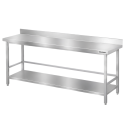 Table de travail en inox Bar 2000x600 mm avec renfort et dosseret PREMIUM - GOLDINOX