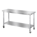 Table de travail en inox Bar 1500x700 mm avec renfort sur roulettes PREMIUM - GOLDINOX