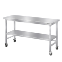 Table de travail en inox Bar 1600x700 mm avec renfort sur roulettes PREMIUM - GOLDINOX
