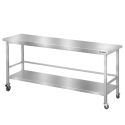 Table de travail en inox Bar 1800x600 mm avec renfort sur roulettes PREMIUM - GOLDINOX