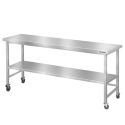 Table de travail en inox Bar 2000x500 mm avec renfort sur roulettes PREMIUM - GOLDINOX