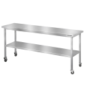 Table de travail en inox Bar 2000x700 mm avec renfort sur roulettes PREMIUM - GOLDINOX