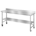 Table de travail en inox Bar 2000x700 mm avec renfort et dosseret sur roulettes PREMIUM - GOLDINOX