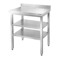 Table de travail en inox Bar 600x500 mm avec 2 étagères inférieures et dosseret PREMIUM - GOLDINOX