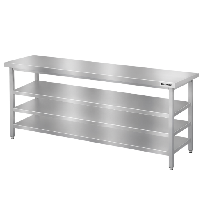 Table de travail en inox Bar 2000x700 mm avec 3 étagères inférieures PREMIUM - GOLDINOX