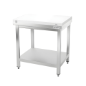 Table de travail en inox 600x600 mm avec plaque de découpe blanche PREMIUM - GOLDINOX