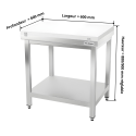 Table de travail en inox 600x600 mm avec plaque de découpe blanche PREMIUM - GOLDINOX