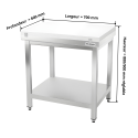 Table de travail en inox 700x600 mm avec plaque de découpe blanche PREMIUM - GOLDINOX