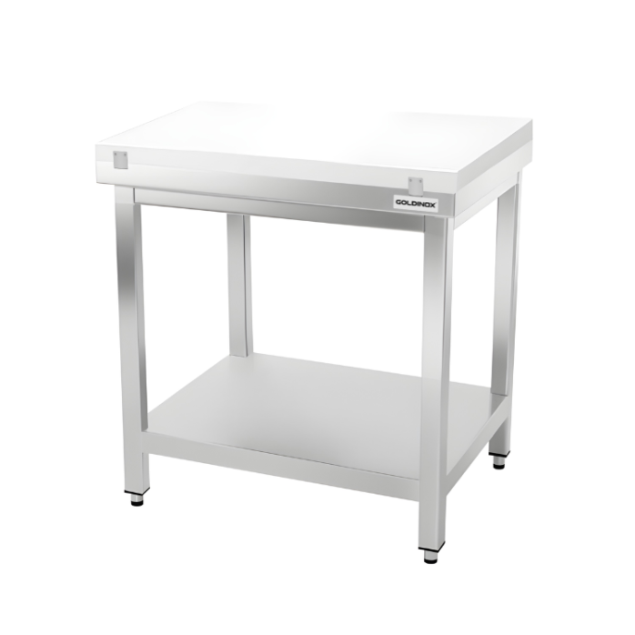 Table de travail en inox 800x600 mm avec plaque de découpe blanche PREMIUM - GOLDINOX